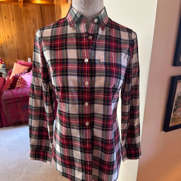 J. CREW White, Red, Blue and Black Plaid Perfect Fit Button Down Shirt – XS - Picture 3 of 9